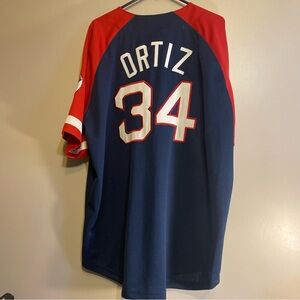 David Ortiz Majestic MLB Boston Redsox Men’s Sz XL Baseball Jersey #34 Blue Red